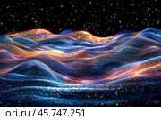 Swirling waves of orange and gold create a mesmerizing abstract background. Стоковое AI-изображение, AI-художник Юлия Гапеенко / Фотобанк Лори