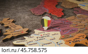 Belgium- Travel concept pushpin on the world map. The location point on the map points to Brussels the capital of the Belgium. Стоковое видео, видеограф Андрей Армягов / Фотобанк Лори