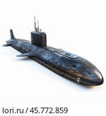 Old rusty submarine sailing on white background. Стоковое AI-изображение, AI-художник Иван Рябоконь / Фотобанк Лори