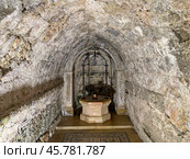 Small spring in the crypt of the Church of the Visitation in Ein Karem. Редакционное фото, фотограф Irina Opachevsky / Фотобанк Лори