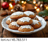 December 23rd is Pfeffernus Day. These are small German gingerbread cookies made from choux pastry with thick honey and covered with white icing. They are prepared especially for Christmas. Стоковое AI-изображение, AI-художник Сергей Елизарьев / Фотобанк Лори