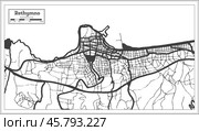 Rethymno Greece City Map in Black and White Color in Retro Style. Outline Map. Стоковая иллюстрация, иллюстратор Игорь Сорокин / Фотобанк Лори