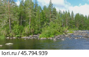 Landscape with river and forest in Karelia. Стоковое видео, видеограф Михаил Коханчиков / Фотобанк Лори