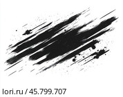 An energetic abstract composition of black strokes and splashes of paint on a white background. Стоковое AI-изображение, AI-художник Ярославский Максим / Фотобанк Лори