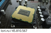 Modern processor and motherboard for a home computer. Стоковое видео, видеограф Андрей Армягов / Фотобанк Лори