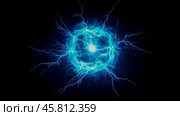 Energy shock wave: a blue shockwave that spreads from the center point, illuminating the entire black background. Стоковое AI-изображение, AI-художник Ирина Ручушкина / Фотобанк Лори