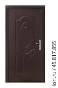 Model of entrance metal door isolated on white background. Стоковое фото, фотограф Елена  Попкова / Фотобанк Лори