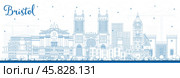 Outline Bristol UK City Skyline with Blue Buildings. Стоковая иллюстрация, иллюстратор Игорь Сорокин / Фотобанк Лори