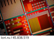Silicon semiconductor wafer close-up. In electronics, a wafer also called a slice or substrate is a thin slice of semiconductor, a crystalline silicon, used for the fabrication of integrated circuits. Стоковое фото, фотограф Андрей Армягов / Фотобанк Лори