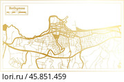 Rethymno Greece City Map in Retro Style in Golden Color. Outline Map. Стоковая иллюстрация, иллюстратор Игорь Сорокин / Фотобанк Лори