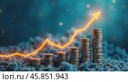Stacking Coins to Represent Financial Growth and Investment Strategies in a Blue Abstract Environment. Стоковое AI-видео, аниматор Sergey Grishin / Фотобанк Лори