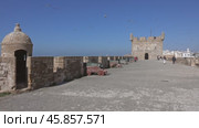 Panorama view of fort with cannons of Essaouira (2018 год). Стоковое видео, видеограф Михаил Коханчиков / Фотобанк Лори