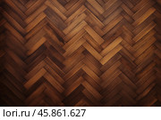 Dark wooden parquet floor with herringbone pattern creating elegant interior design. Стоковое AI-изображение, AI-художник Иван Рябоконь / Фотобанк Лори