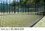 Close-up of net on tennis court, stadion, arena. Sport lifestyle background. Concept of professional game sports. Стоковое фото, фотограф Яков Филимонов / Фотобанк Лори