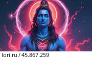 Modern Interpretation of Lord Shiva in Vibrant Neon Colors Showcasing Divine Energy and Celebration During Festival Time. Стоковое видео, видеограф Sergey Grishin / Фотобанк Лори