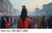 Hindu Maha Shivratri Celebration in Haridwar With Devotees Worshipping Lord Shiva. Стоковое видео, видеограф Sergey Grishin / Фотобанк Лори