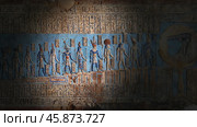 Hieroglyphic carvings and paintings on wall. Стоковое фото, фотограф Михаил Коханчиков / Фотобанк Лори