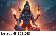Maha Shivratri Celebration With Vibrant Lights Showcasing Lord Shiva's Divine Presence. Стоковое AI-видео, аниматор Sergey Grishin / Фотобанк Лори