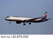 Aeroflot Airbus landing in El Prat Airport (2020 год). Редакционное фото, фотограф Яков Филимонов / Фотобанк Лори