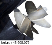 Подвесной лодочный мотор с гребным винтом на белом фоне. Outboard boat motor with propeller on white background. Стоковое фото, фотограф Татьяна Д / Фотобанк Лори