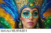 Carnival Couture Shines as Feathers Dance and Beauty Captivates During Brasil Carnival Celebrations. Стоковое AI-видео, аниматор Sergey Grishin / Фотобанк Лори