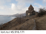 Монастырь Севанаванк зимой. Стоковое фото, фотограф Evgenia Shevardina / Фотобанк Лори
