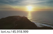 Aerial view of lighthouse at Cape Roca in Portugal (2019 год). Стоковое видео, видеограф Михаил Коханчиков / Фотобанк Лори