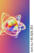 Atomic nucleus rotating with electrons on gradient background. Стоковое AI-видео, аниматор Юрий Поздников / Фотобанк Лори