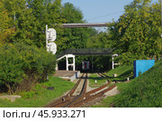 Станция Юность, Уфимская детская железная дорога, Парк культуры и отдыха им. Ивана Якутова, Уфа, Башкирия (2019 год). Стоковое фото, фотограф Алексей Иванов / Фотобанк Лори