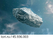 Giant asteroid floating in space threatening earth. Стоковое AI-изображение, AI-художник Иван Рябоконь / Фотобанк Лори