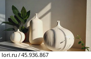 Explore Minimalist Ramadan Decorations With Elegant Vases and Lush Greenery, Enhancing Your Home Aesthetic During the Holy Month. Стоковое AI-видео, аниматор Sergey Grishin / Фотобанк Лори