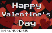 Colorful 8 bit Pop Art Valentine's Day Greeting with Digital Pixelated Hearts. Стоковое AI-видео, аниматор Александра Конопля / Фотобанк Лори