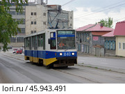 Трамвай УКВЗ 71-608К №1140, улица Революционная, город Уфа, Башкирия (2019 год). Редакционное фото, фотограф Алексей Иванов / Фотобанк Лори