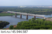 Железнодорожный мост через реку Белую в Уфе, перегон Уфа - Дёма, Башкирия (2019 год). Стоковое фото, фотограф Алексей Иванов / Фотобанк Лори