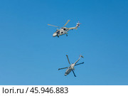 Two Westland Lynx military helicopter of Portuguese Navy demo flight at Oeiras Air Show (2023 год). Редакционное фото, фотограф Дмитрий Рухленко / Фотобанк Лори