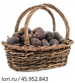 Wicker basket overflowing with freshly picked figs. Стоковое AI-изображение, AI-художник Иван Рябоконь / Фотобанк Лори