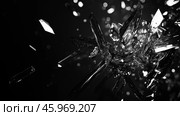 Shattered glass exploding in sharp fragments on dark background. Стоковое AI-изображение, AI-художник Михаил Коханчиков / Фотобанк Лори