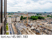 Construction site,multi storey residential building in city, top view foundation. Стоковое фото, фотограф Spirit River / Фотобанк Лори