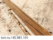 Metal Reinforcement Lies On Construction Site Build Building With armature. Стоковое фото, фотограф Spirit River / Фотобанк Лори
