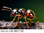 Macro photography insect ant close up. Стоковое AI-изображение, AI-художник Наталья Симакова / Фотобанк Лори