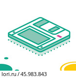 Isometric Floppy Disk. Diskette on White Background. Retro Electronic Storage Device. Стоковая иллюстрация, иллюстратор Игорь Сорокин / Фотобанк Лори