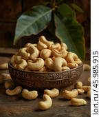 November 23 is celebrated annually by foodies around the world as Cashew Nut Day. Стоковое AI-изображение, AI-художник Сергей Елизарьев / Фотобанк Лори