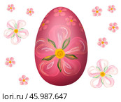 Easter holiday illustration. Easter egg. Egg and flowers. Пасхальная иллюстрация. Пасхальное яйцо. Яйцо и цветы. Стоковая иллюстрация, иллюстратор Александр Рыбалка / Фотобанк Лори