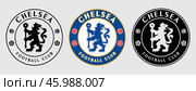Эмблема футбольного клуба Челси. Гравировка. The Emblem of Chelsea Football Club. Engraving print. Редакционная иллюстрация, иллюстратор Гербы Флаги / Фотобанк Лори