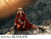 Йогиня на природе. Стоковое фото, фотограф Elena Kotova / Фотобанк Лори