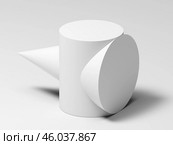 Abstract white geometric installation, cylinder intersected with cone. Стоковая иллюстрация, иллюстратор EugeneSergeev / Фотобанк Лори