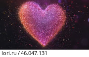 Colorful powder particles exploding forming a heart shape against a dark background. Glitter dust creating a vibrant dynamic visual heart-shaped form. Sparkle grains.14 February Valentine's Day. Стоковое AI-видео, аниматор Марина Демидюк / Фотобанк Лори