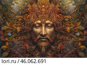 Image of the ancient Slavic pagan god of the sun Yarilo, watercolor style, Generative AI. Стоковое AI-изображение, AI-художник Анна Кривицкая / Фотобанк Лори