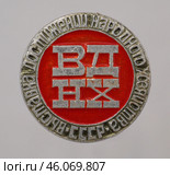 Значок металлический "ВДНХ - выставка достижений народного хозяйства" Редакционное фото, фотограф Максим Гулячик / Фотобанк Лори