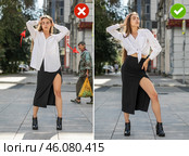 Common mistakes in female posing and how to avoid them. Photo poses. Стоковое фото, фотограф Андрей Аркуша / Фотобанк Лори